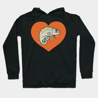 Orange Colorful Chameleon Heart for Chameleon Lovers Hoodie